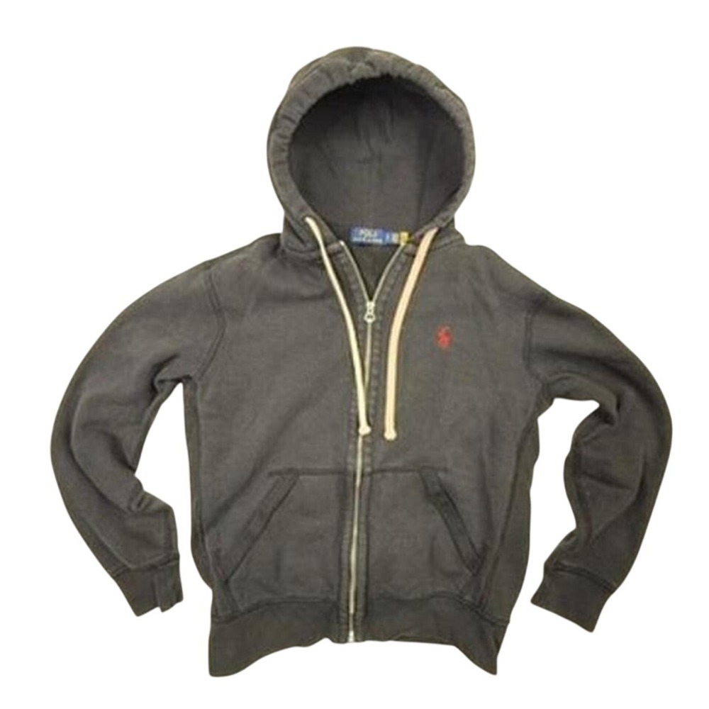 Polo Ralph Lauren Men's Charcoal Gray Full Zip Hoodie Red Pony Logo Size M